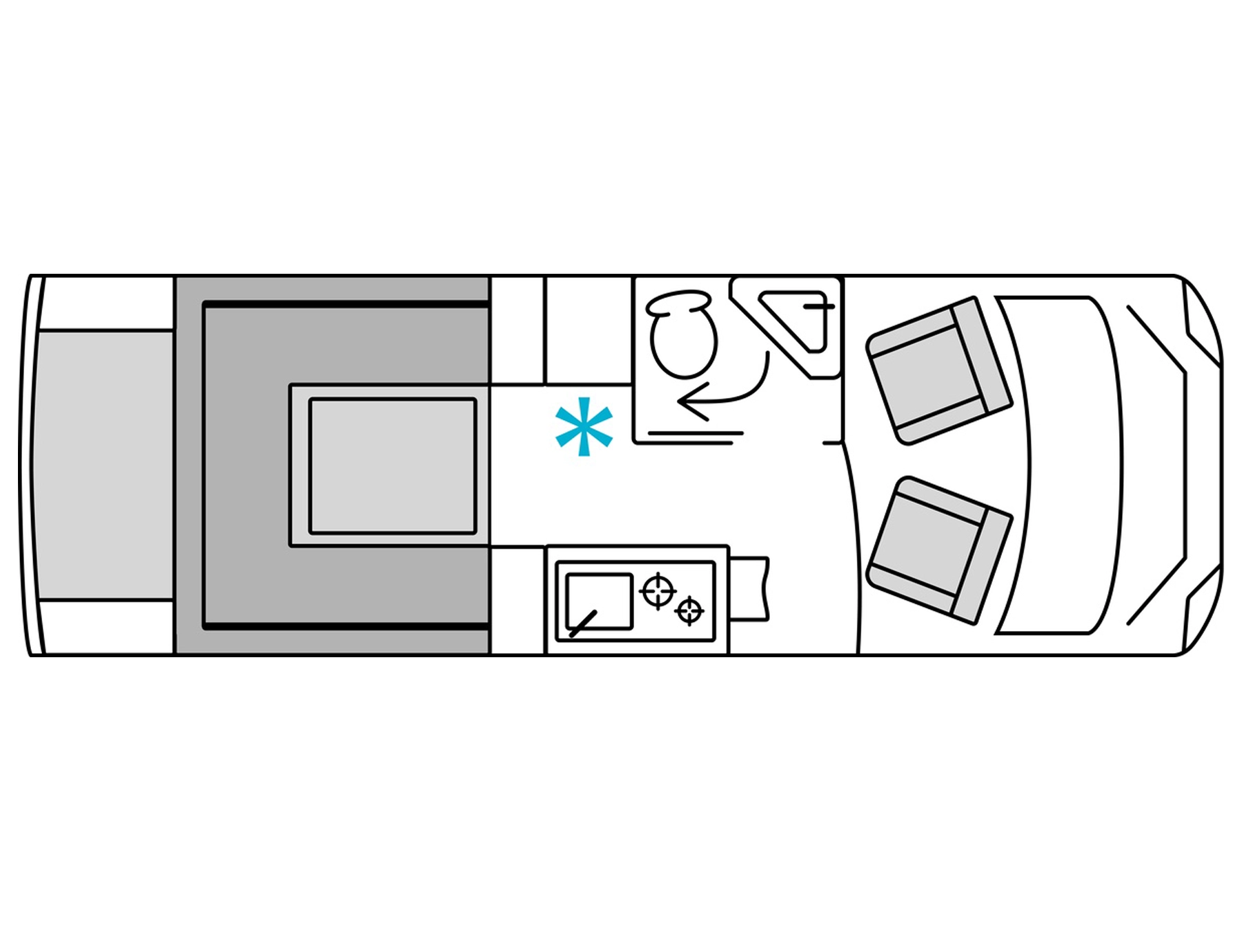 Burstner B66 644 Campervan - Interior Floorplan Layout