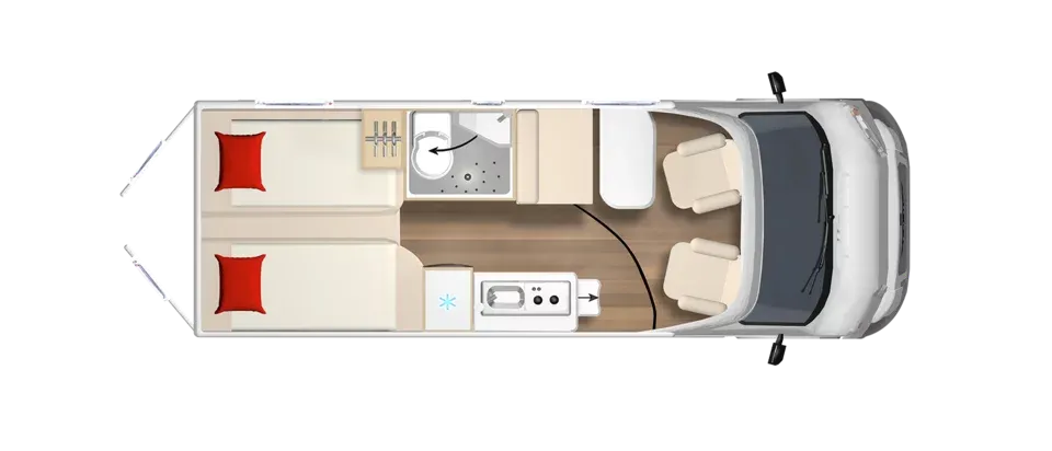 Burstner Eliseo C642 Campervan - Floorplan Layout