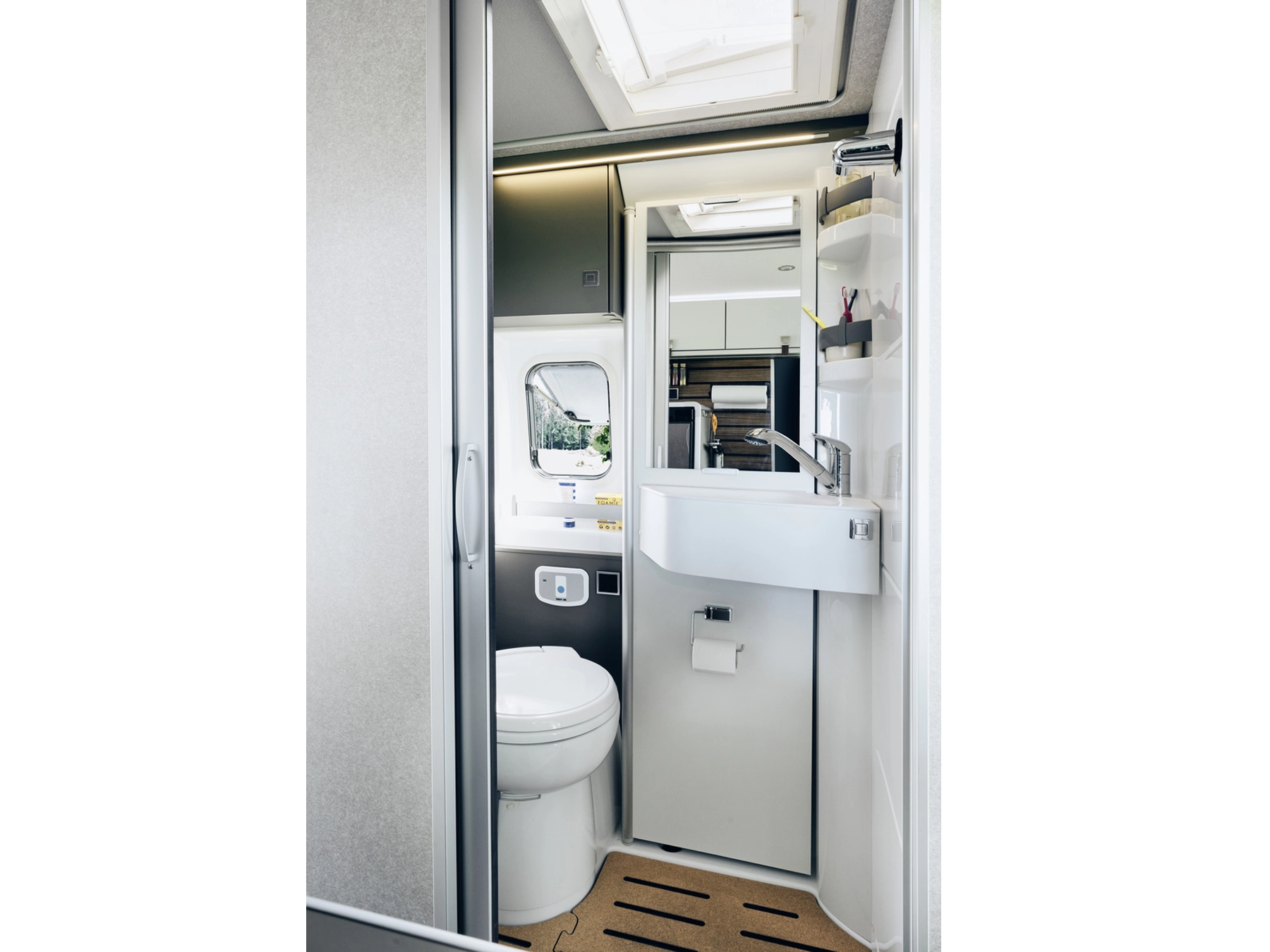 Hymer Yellowstone Campervan - Bathroom Front