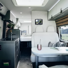 Hymer Yellowstone Campervan - Inside View Furniture Ivy Green