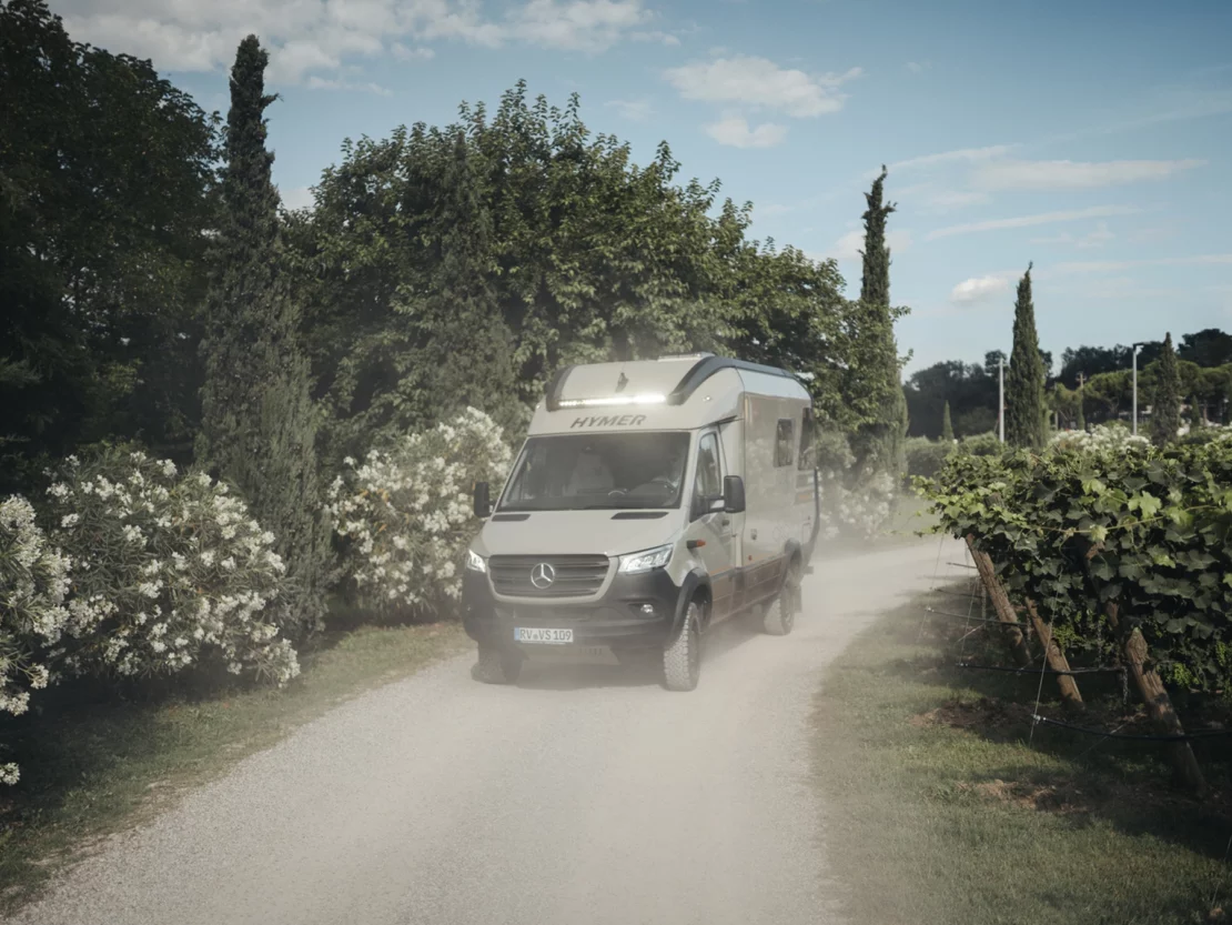 Hymer Venture S Motorhome Stone Grey - Lifestyle Front Left 3