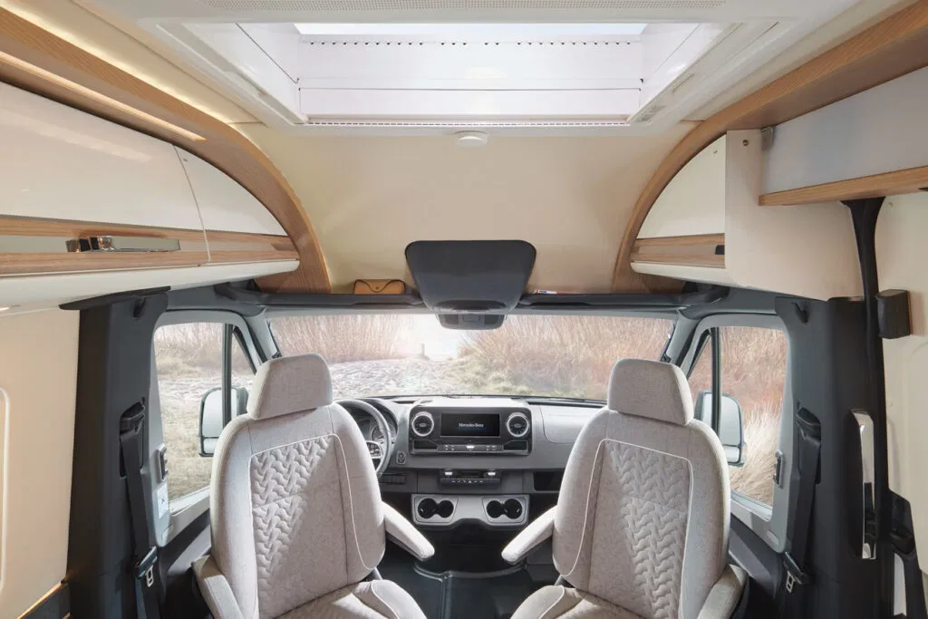The NEW 2025 Malibu Genius Campervan Motorhome. Driver and passenger cab seats