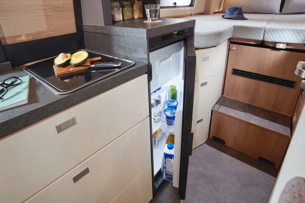 The NEW 2025 Malibu Genius Campervan Motorhome. Kitchen refrigerator