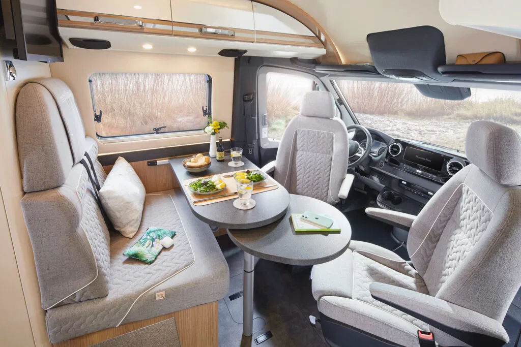 The NEW 2025 Malibu Genius Campervan Motorhome. Living seating area