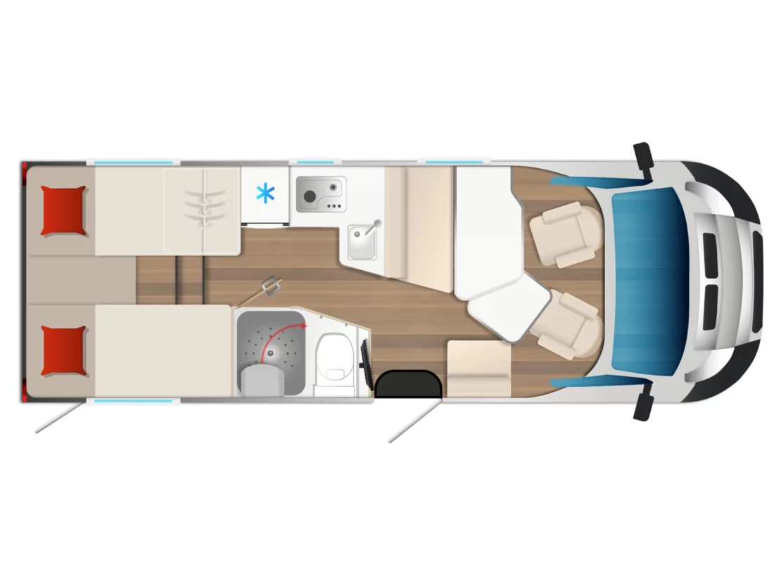 Burstner Campeo TD 691 G Motorhome - Floorplan Layout