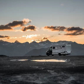 Hymer ML-T Xperience Motorhome FO100130 - Exterior Lifestyle Orange Clouds