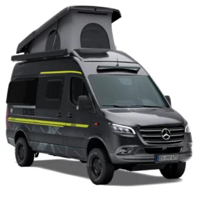 Hymer Grand Canyon S Crossover Campervan - Exterior Front Right Pop Up