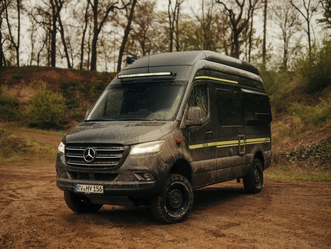 Hymer Grand Canyon S Crossover Campervan - Lifestyle Exterior Front Left