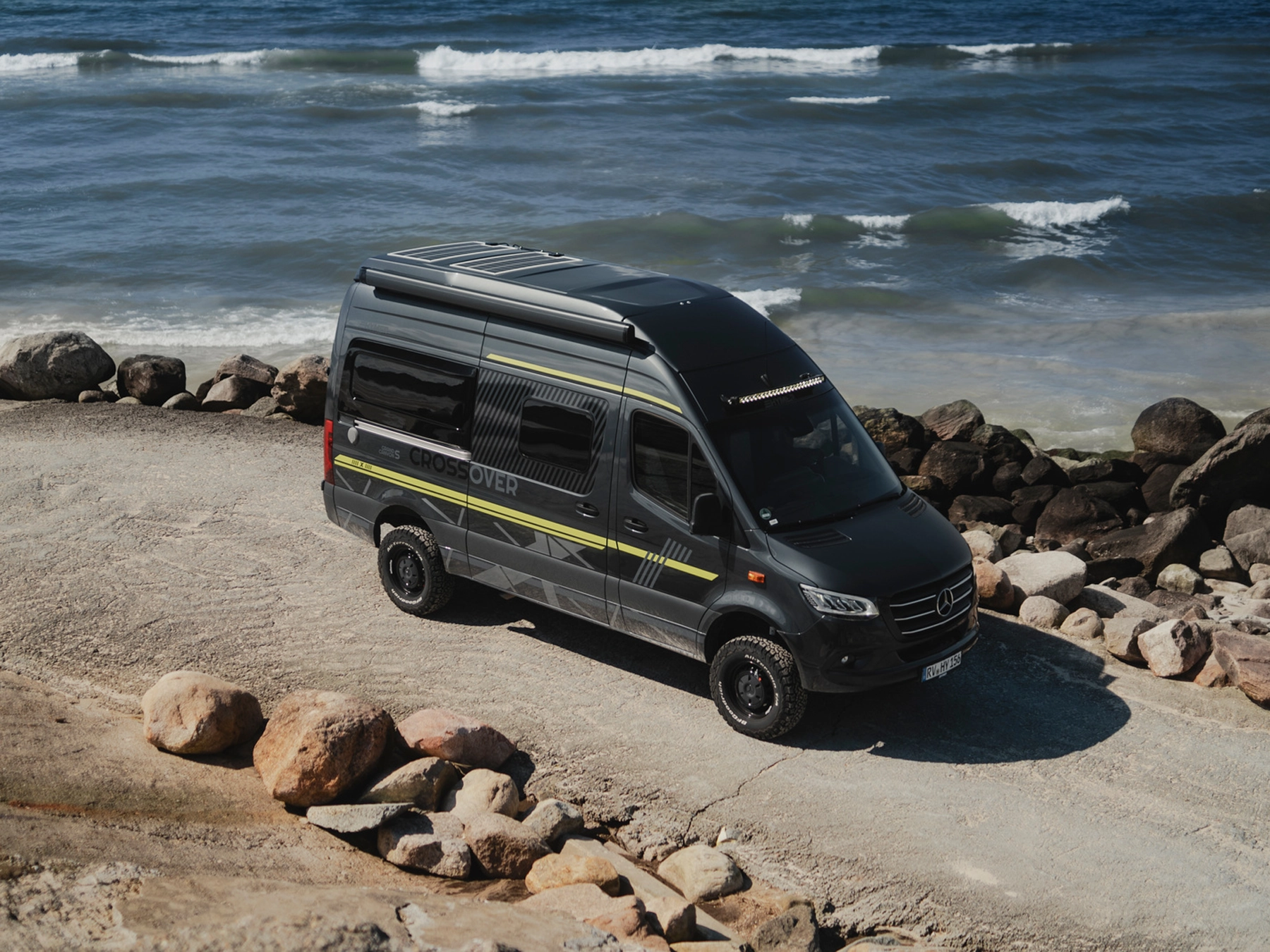 Hymer Grand Canyon S Crossover Campervan - Lifestyle Exterior Front Right Top