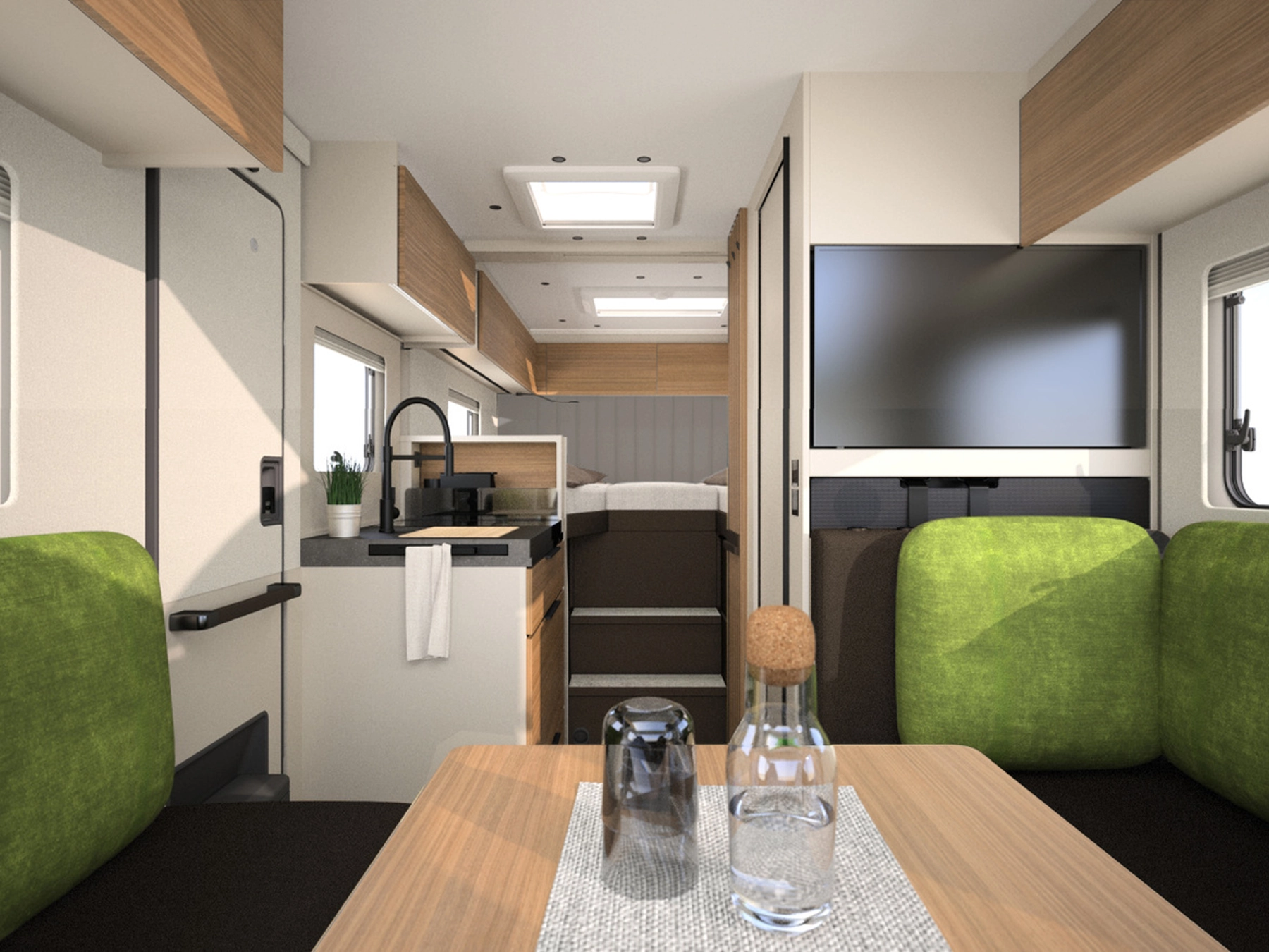 Burstner Signature Motorhome SFT 7_0 - Interior Green and Light