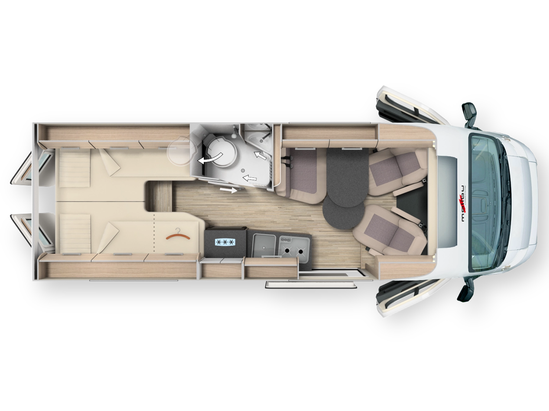 Malibu Diversity 640 GT Skyview Charming Campervan - Interior Floorplan Layout