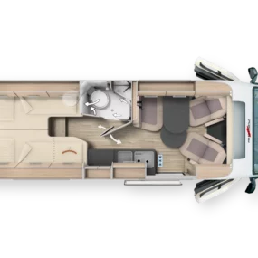 Malibu First Class Two Rooms 640 GT Skyview Charming Campervan - Interior Floorplan Layout