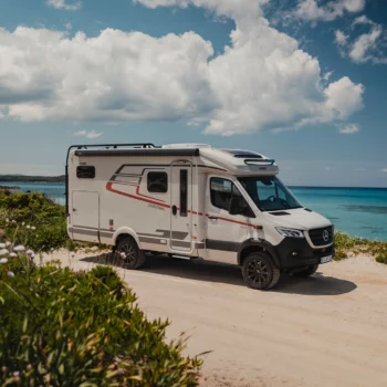 Hymer ML-T Crosstrail Motorhome FO100120 - Exterior Lifestyle Beach Edge Front Right