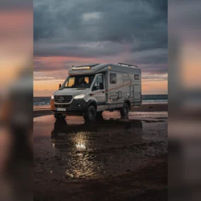 Hymer ML-T Crosstrail Motorhome FO100120 - Exterior Lifestyle Beach Sunset