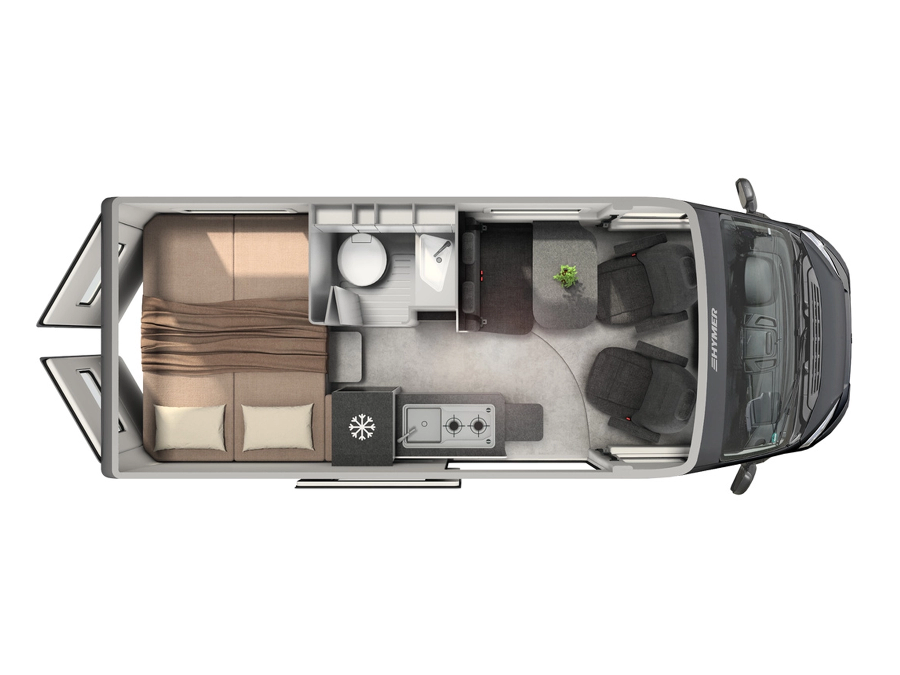 Hymer Redwood Campervan Core - Interior Floorplan Layout 600