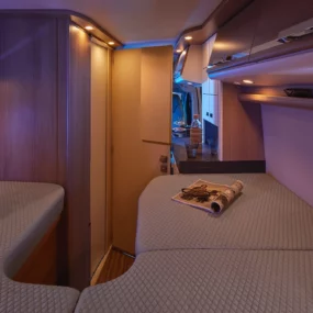 Malibu First Class Two Rooms Campervan - Interior From Bed Dark