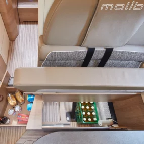 Malibu First Class Two Rooms Campervan - Seating Storage