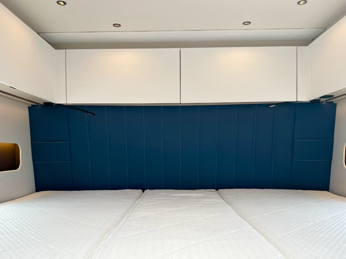 Burstner Signature 7.1 Blue Leather Headboard