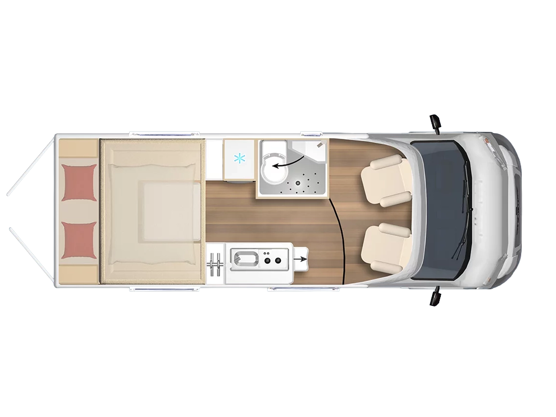 Burstner B66 Campervan 644 - Floorplan Layout