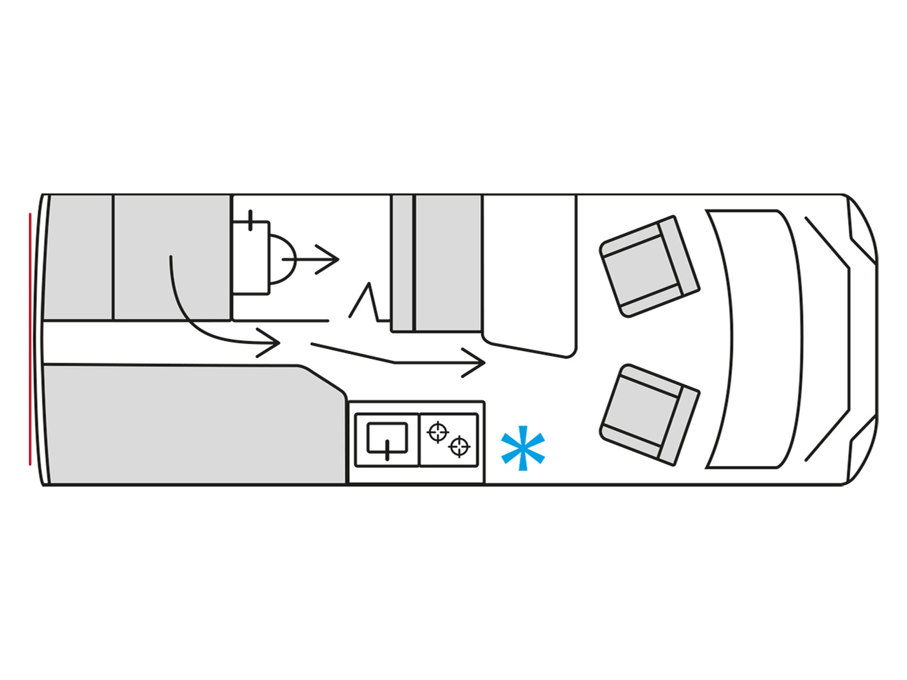 Burstner Habiton HM 6 Campervan - Floorplan Layout