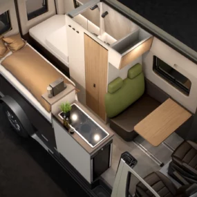 Burstner Habiton HMX 4x4 Campervan FO400064 - Interior Explode Bed Away