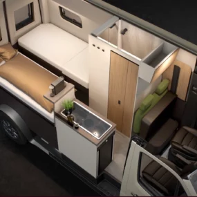 Burstner Habiton HMX 4x4 Campervan FO400064 - Interior Explode Bed Out