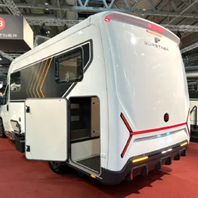 Burstner Signature Motorhome SFT 7_0 - NEC Show Exterior Rear Garage Open