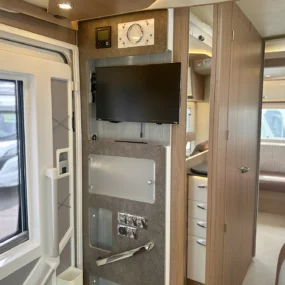 Burstner Lyseo 744 TV Lounge Area & Control Panel