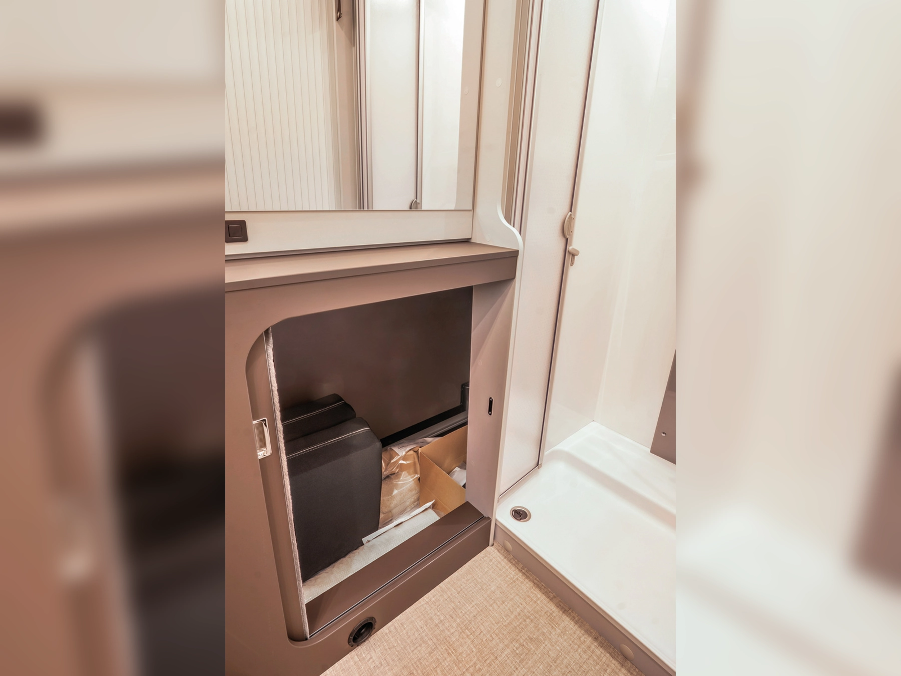 Burstner B66 684 TD Motorhome - Washroom Storage